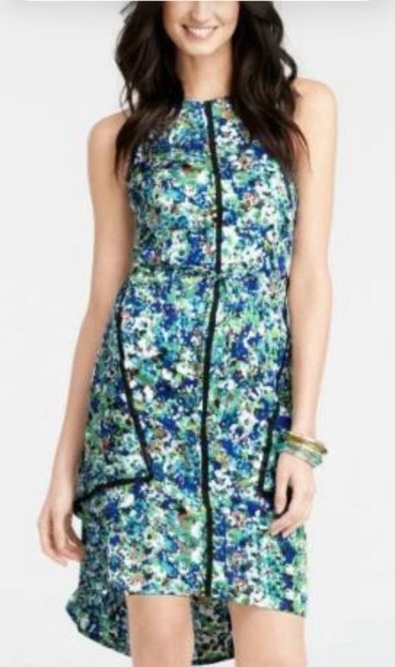 Ann Taylor Multicolor Floral Sleeveless Hi Low Dress Size 8